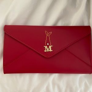 MaxMara Envelope Clutch Purse Wallet Red Gold NWT & Dust Bag